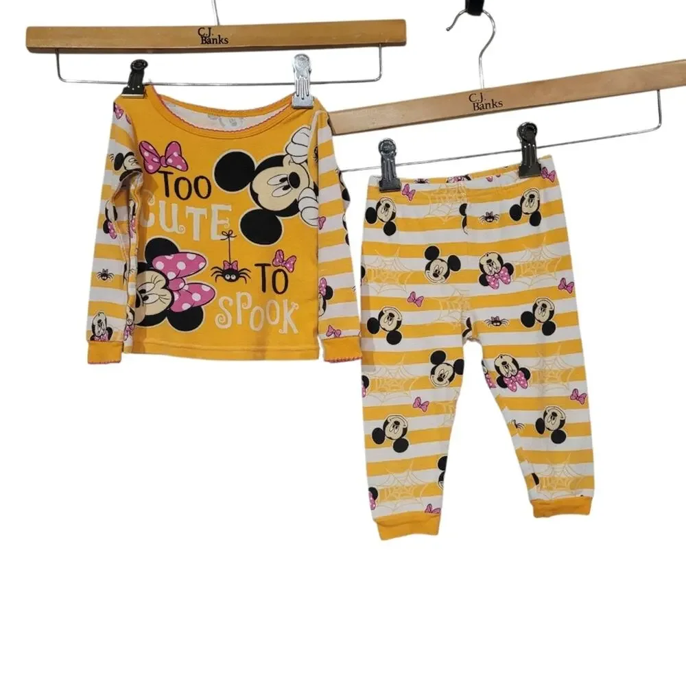 Disney Minnie Mouse SZ 18M LOT- 2 One Pieces, 2 Dress, 1 Top, Halloween PJS